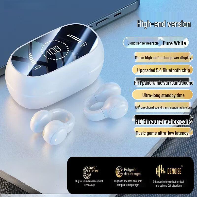 X51 Wireless Bluetooth Earphones: Clip-On, Noise-Cancelling, Long Battery Life, Comfortable Fit for Running and Sports Calls.