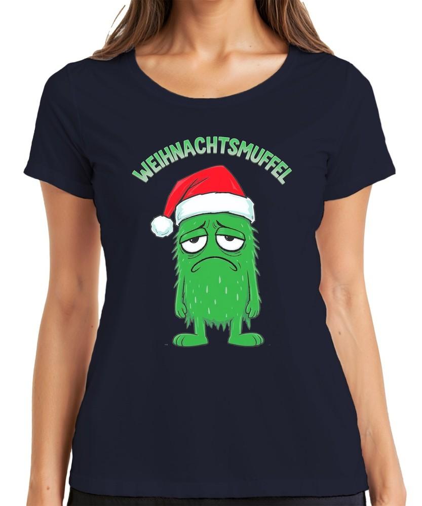 Christmas Muffin Xmas Gift Funny Green Monster Hat Ladies TShirt