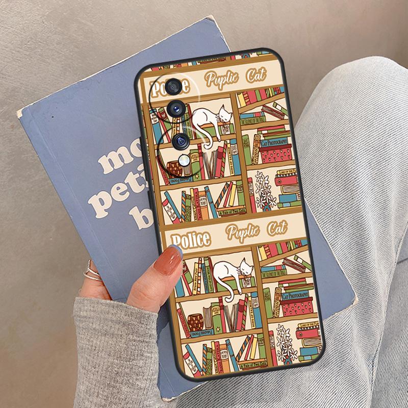 Library Magic cats Kitten Case For Honor Magic 7 6 5 Pro Cover For Honor X9c X9b X9a X8a X8b X9 50 70 90 400 200 Lite