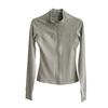 Women's Quick-Dry Yoga Jacket with Zipper, Sun Protection, and Stand Collar for Running and Gym.