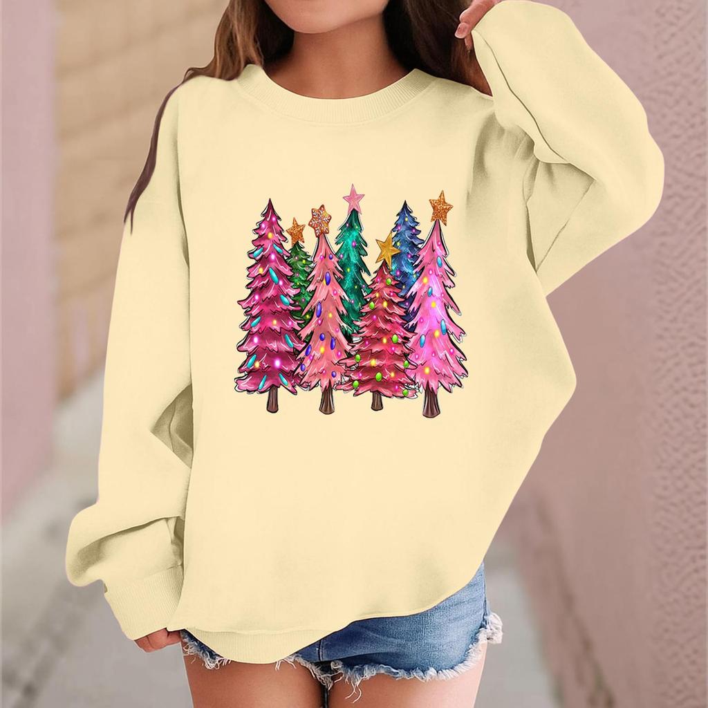 Children's Fashionable Casual Long-sleeved Loose Christmas Print Pullover Sweatshirt