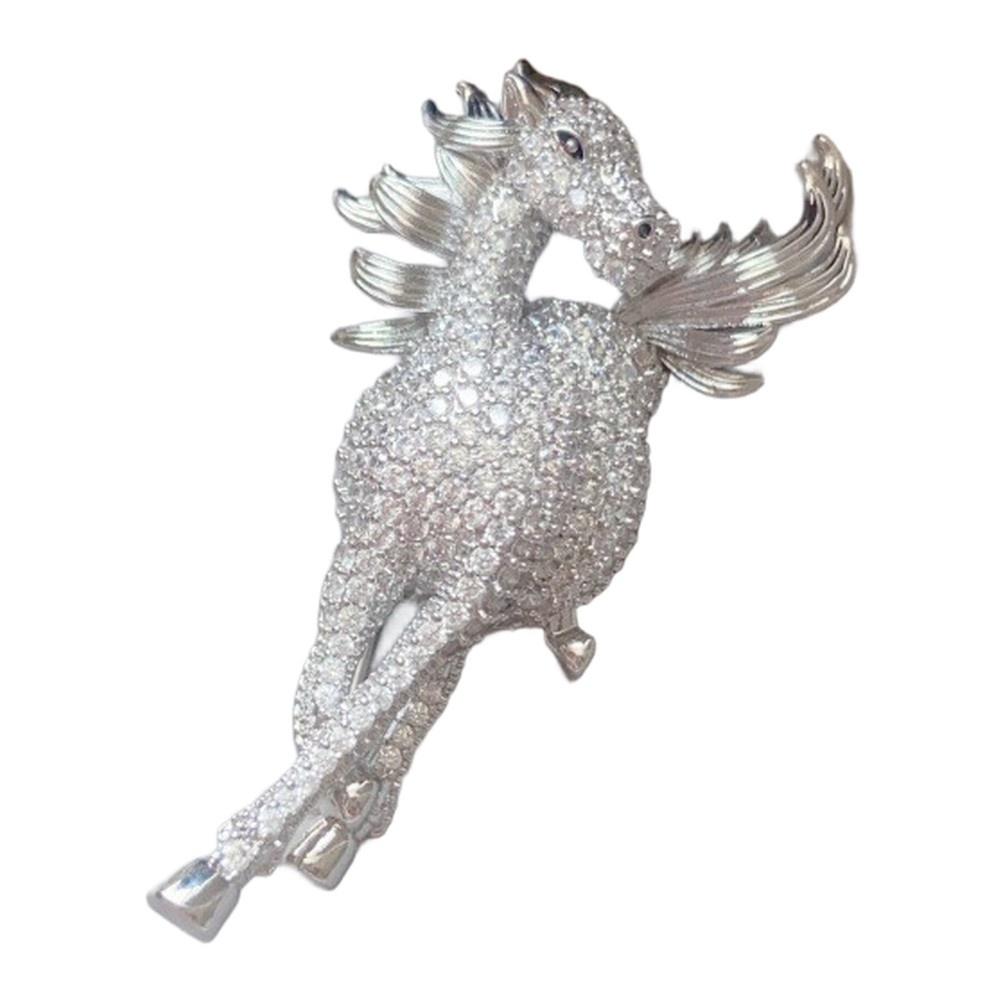 Horse Jewelry Gold Diamond Steed Brooch Full Diamond Design Horse Motif Layering Accessory For Formal Occasions