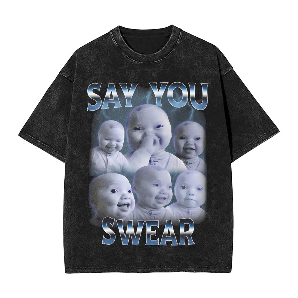 AI Niche Baby Holding Laugh Washed T Shirt Streetwear Hip Hop Fashion TShirt  Tees for Unisex Women Cotton Oversize
