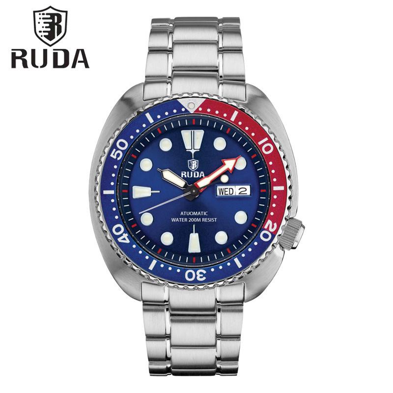 Men's Automatic Waterproof Stainless Steel Wristwatch with Double Calendar and Abalone Coke Bezel
