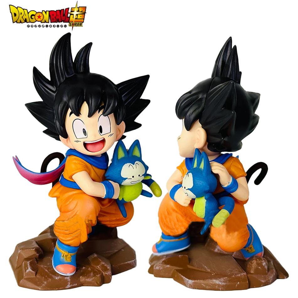 Dragon Ball Childhood Little Goku Hugs Puer Ya Mu Tea Little Follower Figures Doll PVC Model Statue Collection Toy Ornamen Gifts