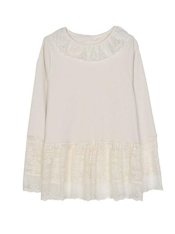 Women's Long-Sleeve Lace T-Shirt: Spring/Autumn Hot Girl Style, Fashionable, Relaxed, and Niche Design