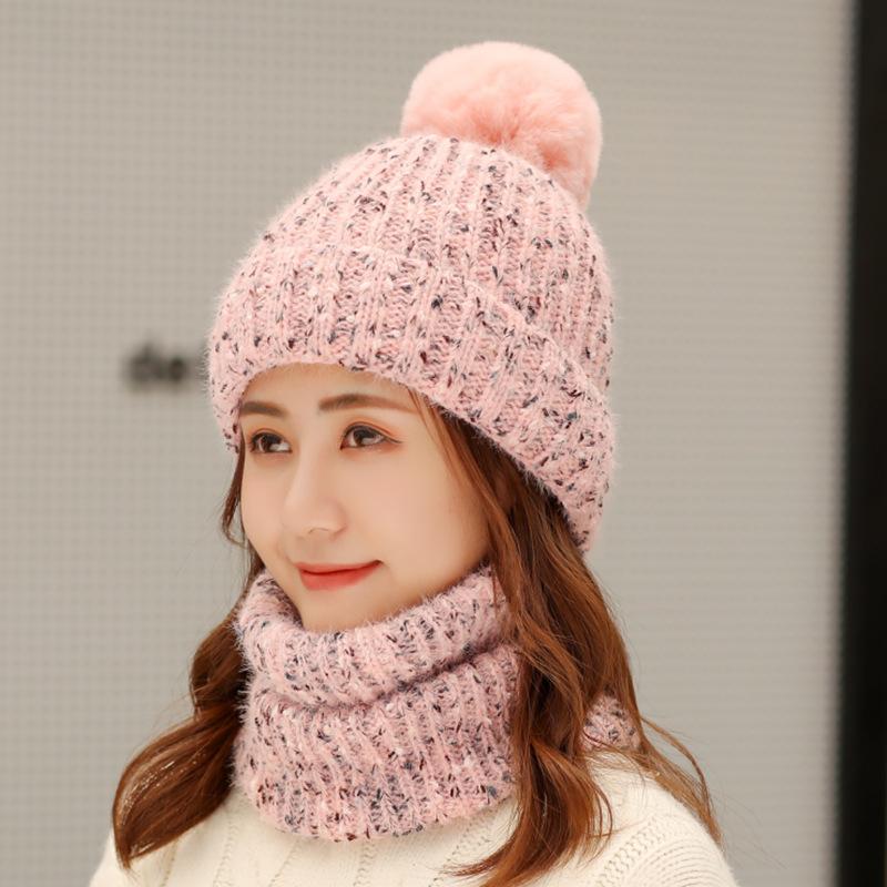 Hat lady winter fleece thickened cycling windproof warm ear protection knitted hat scarf wool cover hat tide