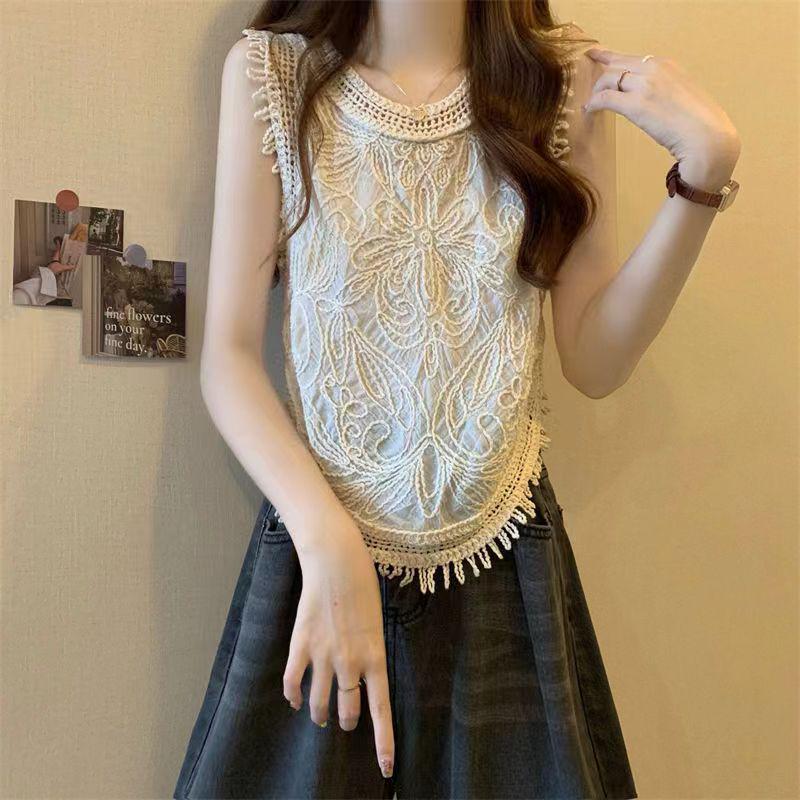 Niche Tassel Crochet Knit Sleeveless Camisole for Women - Summer 2026 Collection