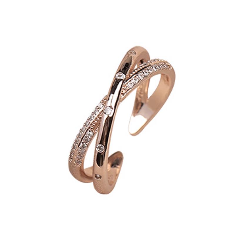 Verstellbarer Roségoldener Kreuz Zirkonia Ring für Damen - Trendige und Personalisierte Mode