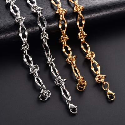 8mm Schickes Edelstahl Gliederkette Lippenknotenkette für Männer Frauen Punk Hiphop Junge Goldfarbe Heavy Metal Schmuck Choker