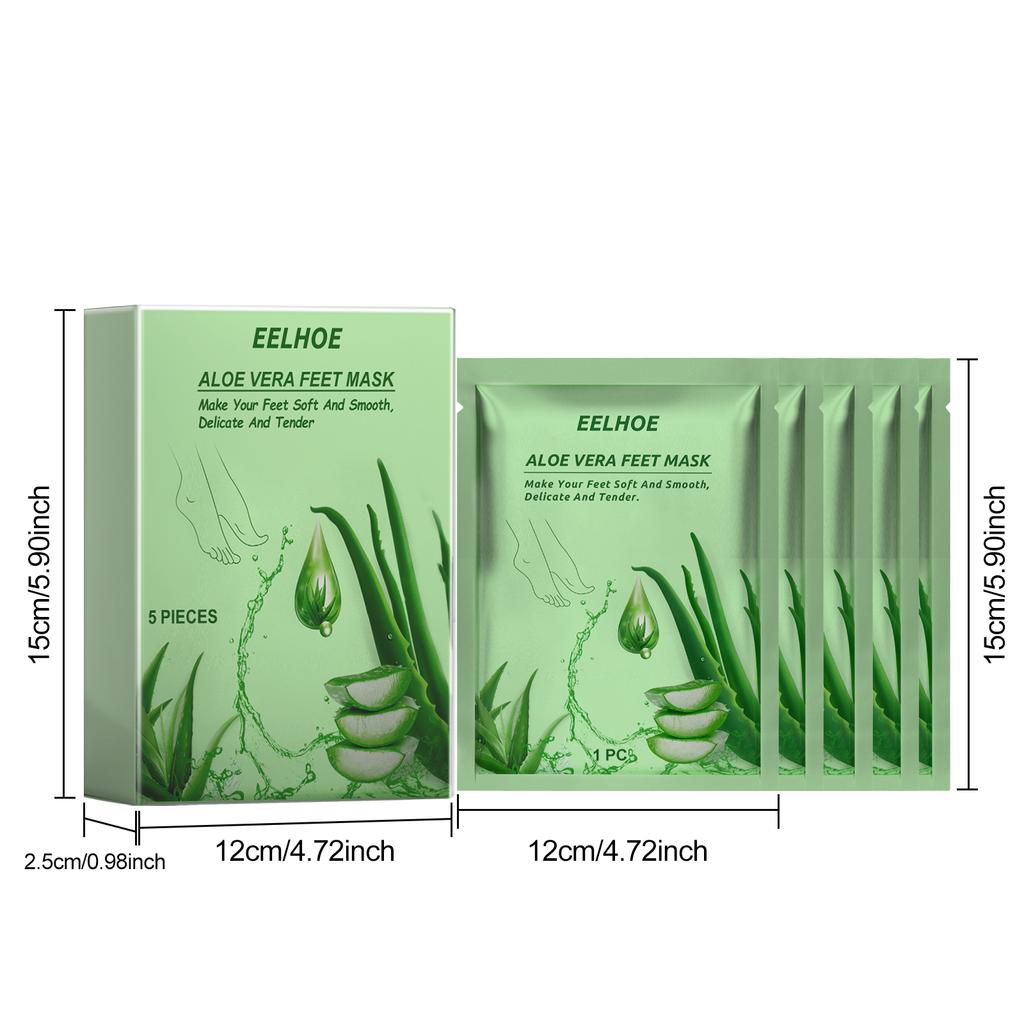 Aloe Vera Fußmaske Feuchtigkeitsspendende Peeling-Maske für trockene, rissige Füße, zur Erweichung von Hornhaut & Glättung rauer Haut
