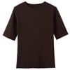 Summer Women's T-Shirt Round Neck Solid Color Medium Sleeve T-Shirt Simple Top