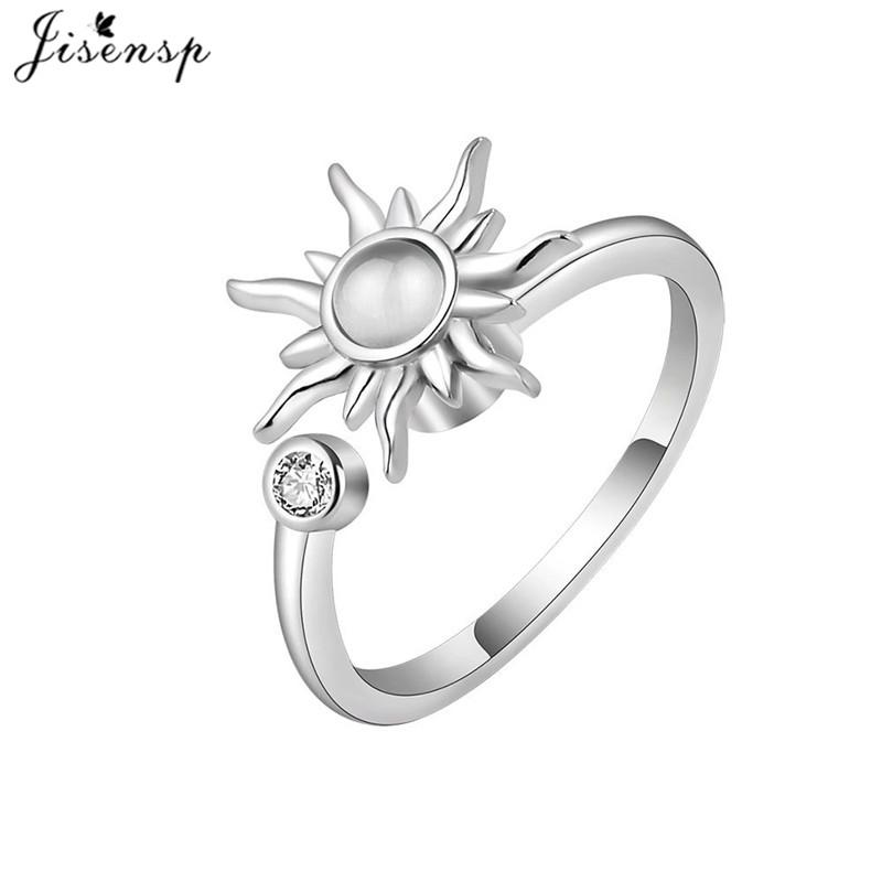 Luxury Anxiety Ring Fidget Spinner Ring for Women Crystal Flower Butterfly Animal Finger Ring Rotate Anti Stress Wedding Jewerly