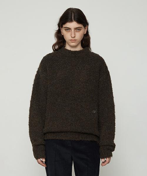 Current Boucle Mix Crewneck Knit Top [Brown] Brown/Free