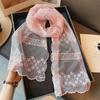 Solid Color Travel Sun Protection Scarf Embroidered Flower Decorative Shawl  for Women Girl