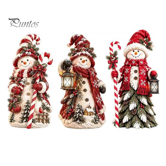 Christmas Gift for Friends Snowman Figurine, Resin Tabletop Decoration with Hat Scarf Pine Handcrafted Snowmen Branches, Holiday Winter Decor