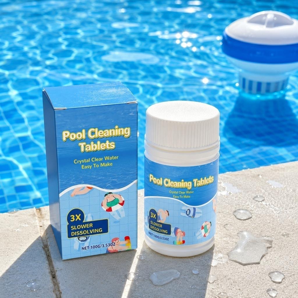 Pool Cleaning Tablets Slow Dissolving Chlorine Tablets for Crystal Clear Water Easy To Use for Swimming Pools and Spas