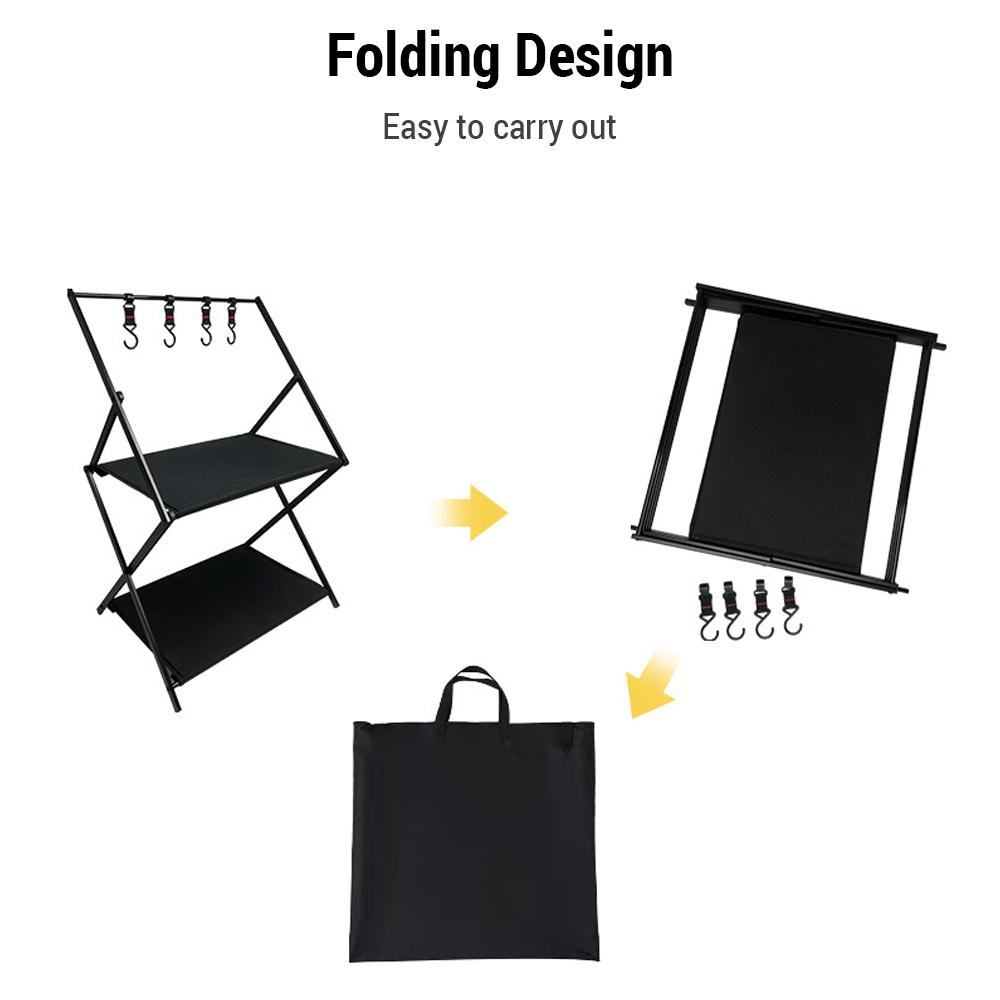 Raft de Depozitare Multifuncțional cu 3 Nivele din Aliaj de Aluminiu pentru Camping în Aer Liber Panou din Pânză Oxford Raft pentru Picnic