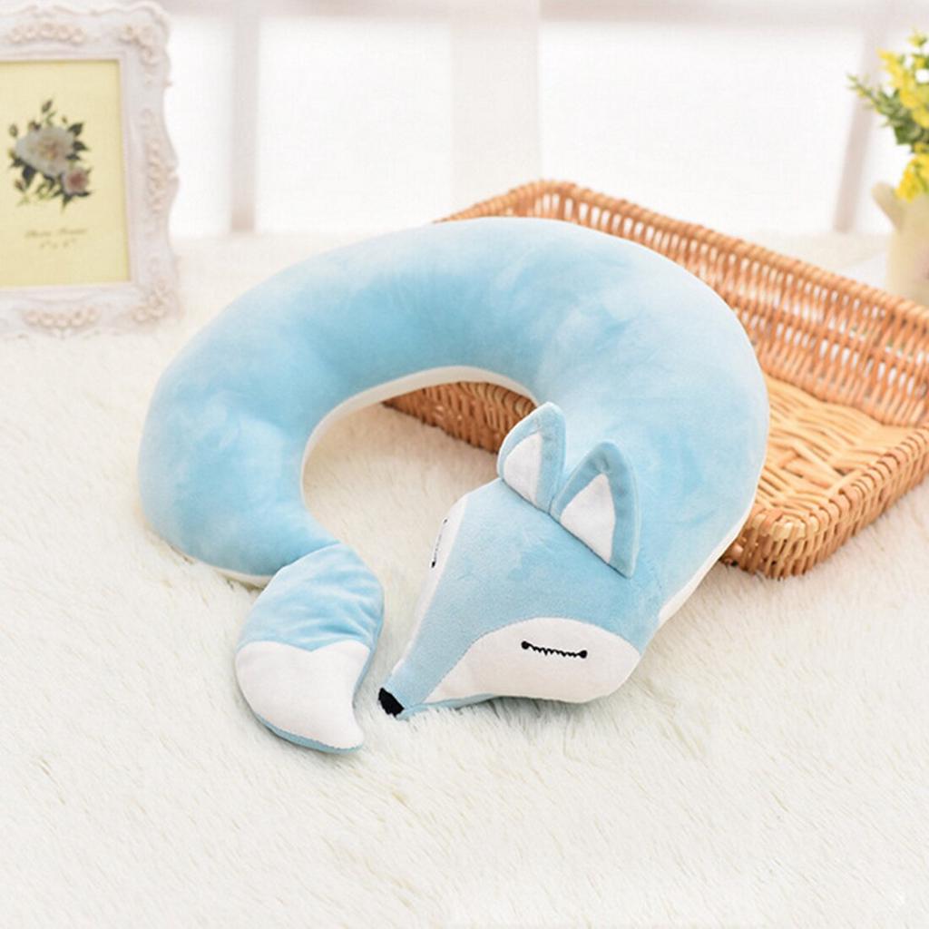 30*30*8CM Cute Fox Animal Cotton Plush U Shape Neck Pillow Travel Car Home Pillow Nap Pillow for Health Care
