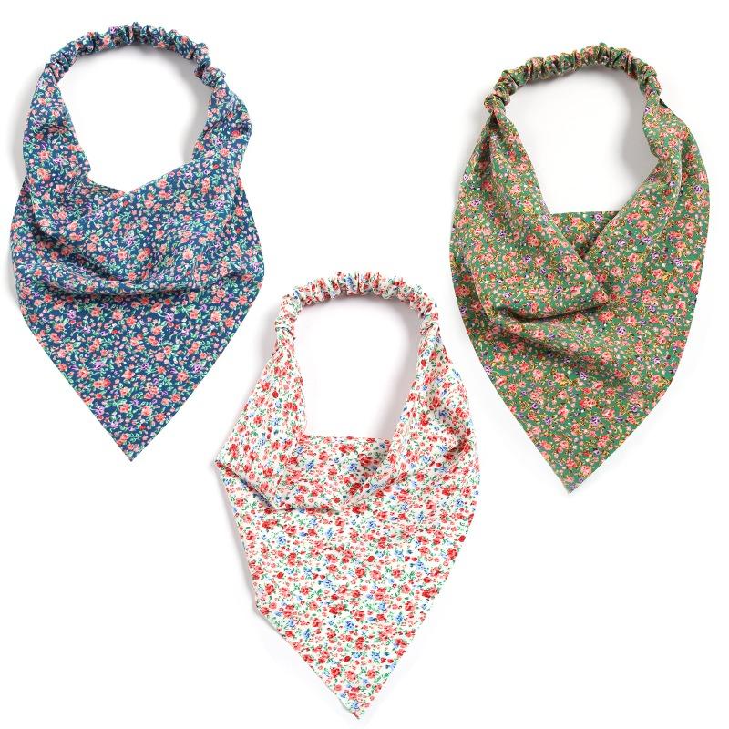 Neue Blumige Stofftasche Turban Haarschmuck Dreieckstuch Haarband Damen Haargummi Elastisches Band All-Match Kopfschmuck