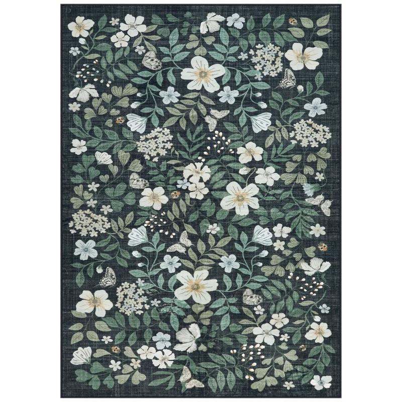Carpet for Living Room Machine Washable Non-slip Floor Mat Vintage Floral Rug Large Size Rugs Soft Comfortable Home Decor
