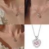 Alloy Material Electroplated Process Heart-shaped Pendant O Chain Style 41cm-50cm Length Pink And White Love Hearts