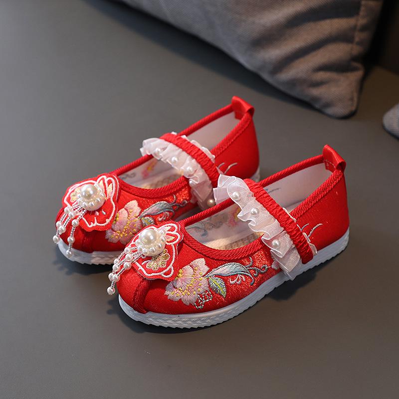 Children's Embroidered Hanfu Shoes - Traditional Performance Wear