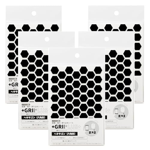 GRIPLUS Ultra-Thin, Strong Anti-Slip Stickers, GRIPLUS Hexagon, Postcard Size (5, Black)