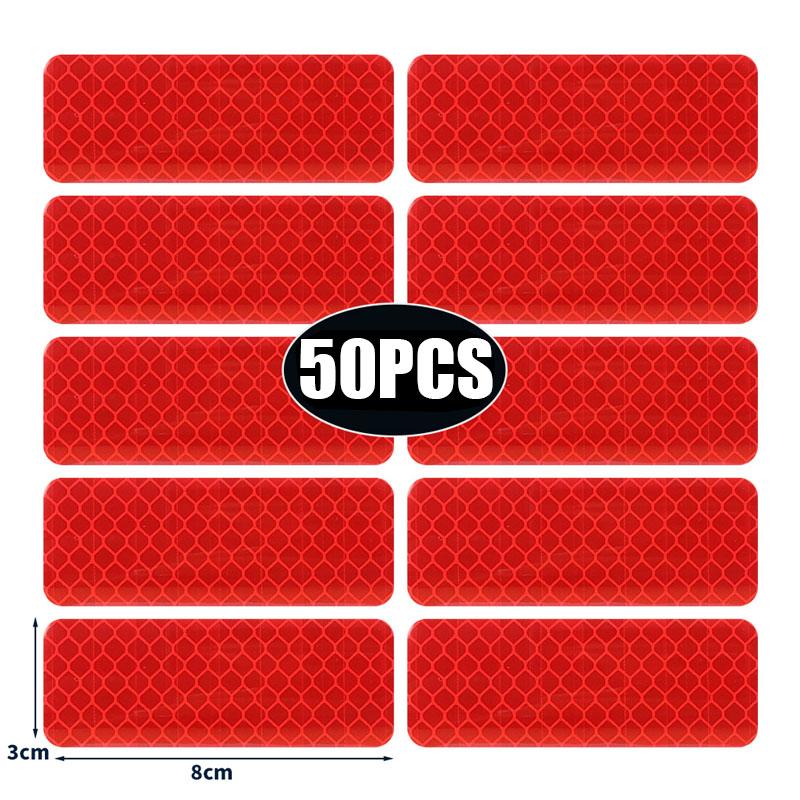 50/10pcs Car Bumper Reflective Stickers Reflective Warning Strip Tape Secure Reflector Stickers Decals Safety Warning 3*8CM