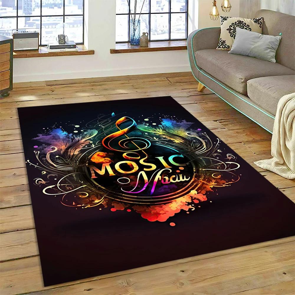 Nota musical colorida, partitura musical, desenho animado, tapete para casa, sala de estar, quarto, sofá, capacho, decoração, área infantil, tapete antiderrapante