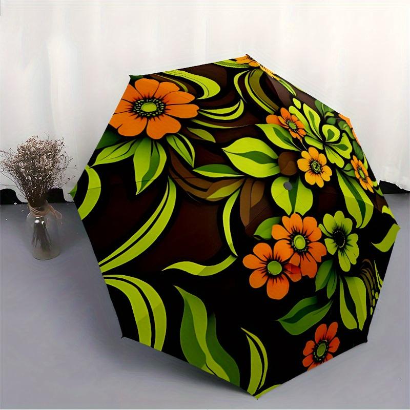 1pc Floral Pattern Auto Open/close, All-Season Portable Folding Umbrella for Women & Men, Travel, Everyday, Formal Events - Compact Luxury Parasol, Ou