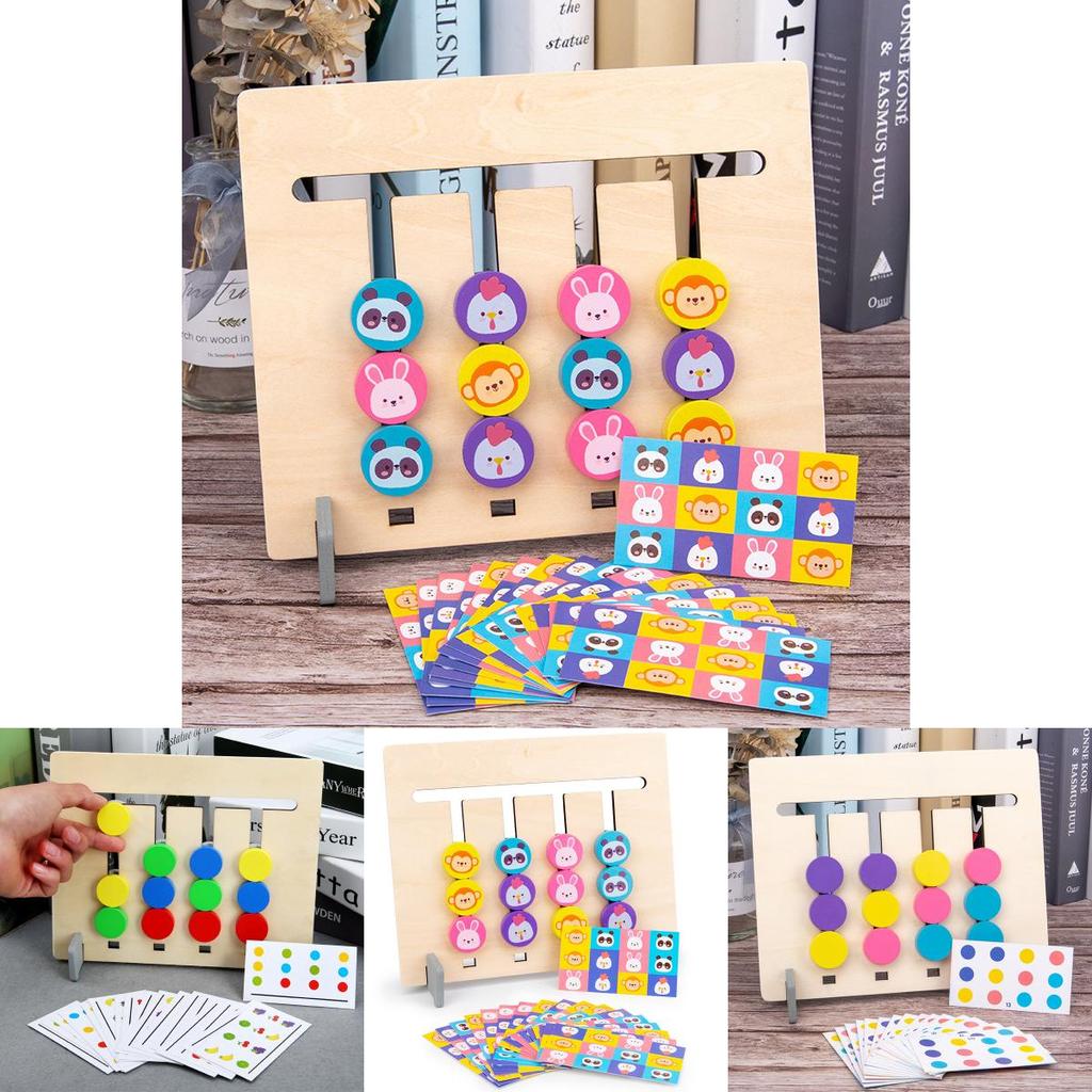 Vierfarben Obst Tier Logikspiel Holz Montessori Lernspielzeug für Kinder