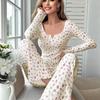 European & American Style Autumn/Winter Sexy Casual Fashion Pajama Set: Women's Long-Sleeve Top and Pants