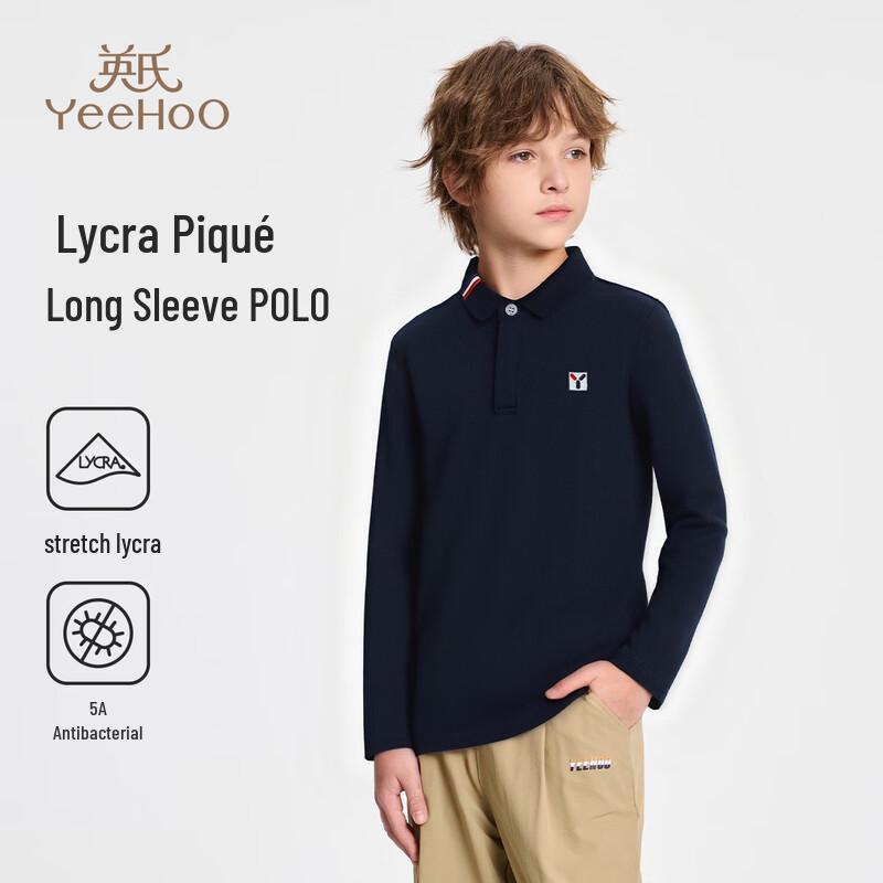 YEEHOO Boys' Anti-Bacterial Long Sleeve Polo T-Shirt