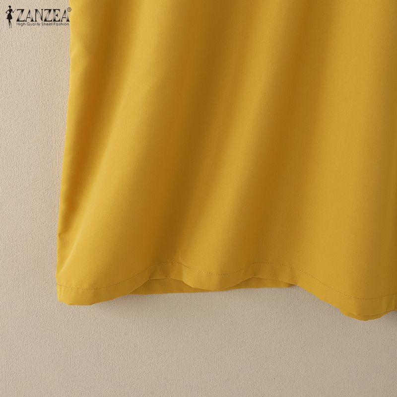 ZANZEA Women Casual Turn Down Collar Loose Summer Half Sleeve Shirt Dress