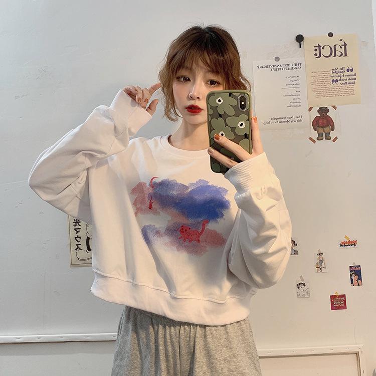 Short sweater women's loose Korean version new spring and autumn thin Japanese vintage long-sleeved tops and clothes trendy ins