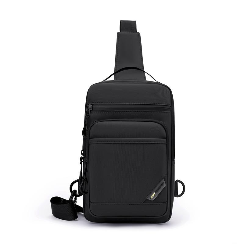 Мужская нагрудная сумка из нейлона, большая вместительная сумка через плечо чёрный