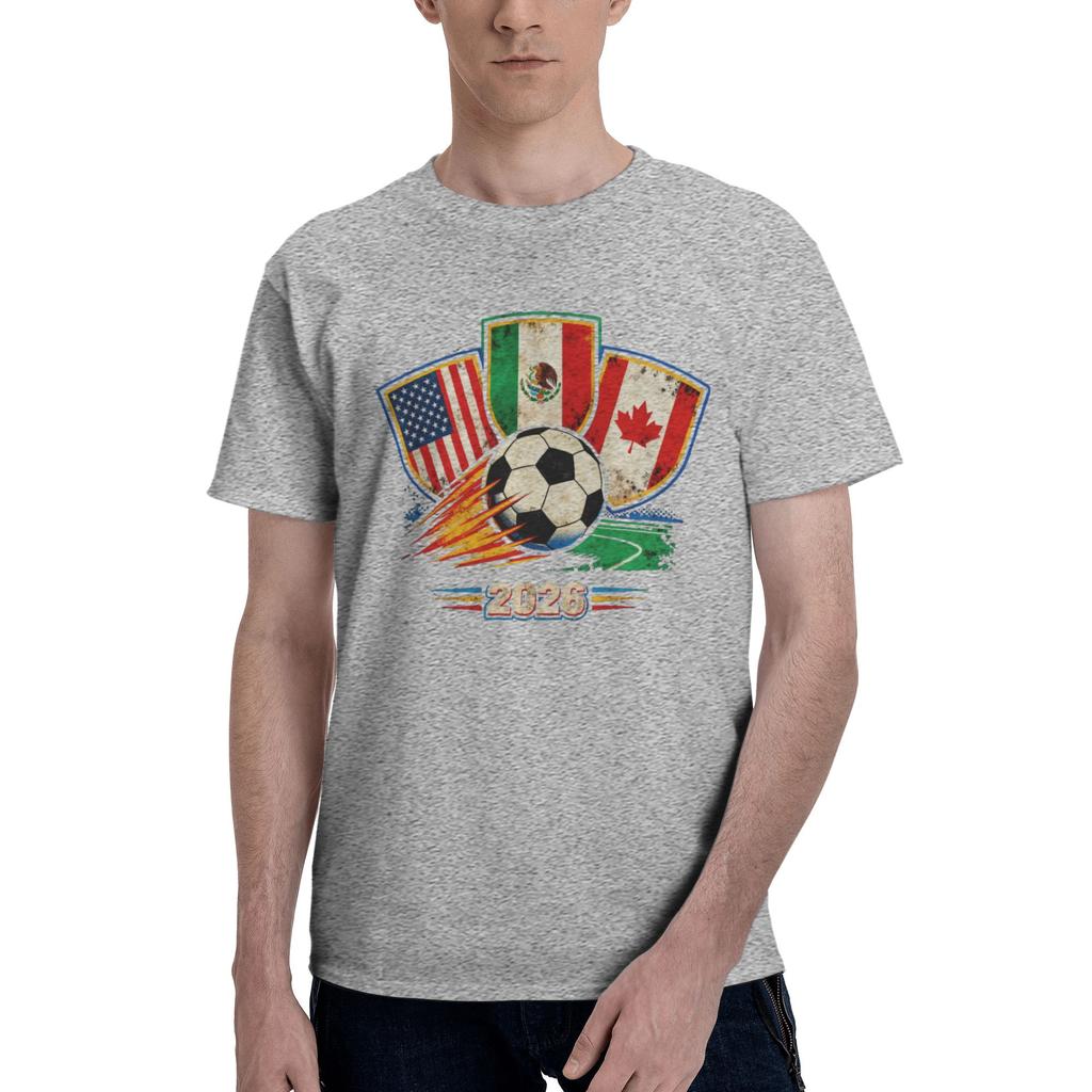Custom Unisexs 2026 Football Soccer Cups T Shirt Short Sleeve Cotton Tshirt Casual Usa Canada Mexico Tee Loose Fit