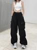 Streetwear Workwear Pants Women Summer Loose Wide Leg Cargo Pants with Large Pockets