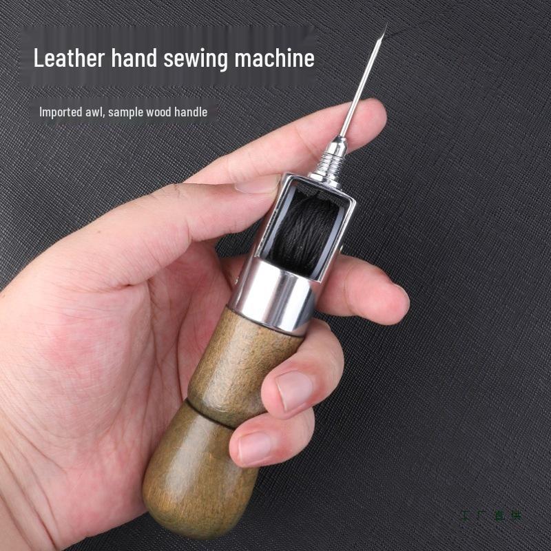 Hand-Stitched Cowhide Leather Sewing Tool Kit: Needle, Awl, Punch for Shoe Repair and Binding
