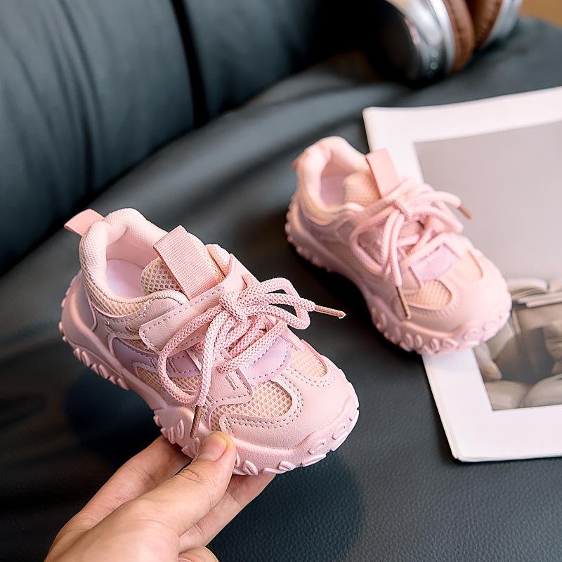 2025 autumn new mesh breathable children's sports shoes boys and girls baby sports shoes breathable dad shoes tide