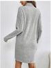 2024 Fall/Winter Women's Casual Solid Color High Neck Long Sleeve Knitted Dress