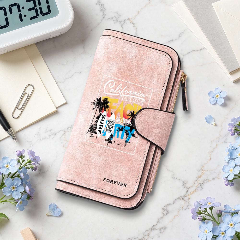 California Beach Style Long Wallet Card Holder Fashion Purse for Daily Use