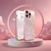 Dreamy Glitter Pattern Pink Metallic Tempered Glass Phone Case For iPhone 11 12 13 14 15 16 17 Pro Max 15 Plus 17 Air 16E Cover