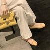 Sheepskin version~ Leather French square buckle shallow mouth single shoes women's new round head one-pedal flat commuter ballet shoes