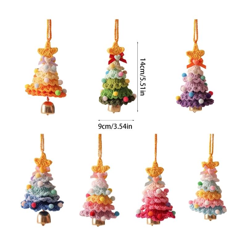 Christmas Car Hanging Ornament Hand Knitted Christmas Tree Shape Hanging Decoration For Bedroom Door Vehicles Interiors