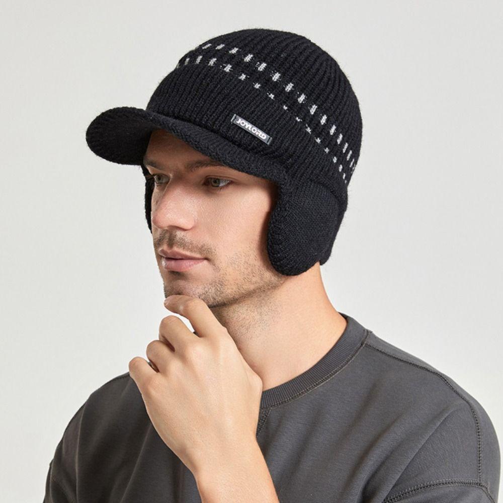 Coldproof Knitted Benines Solid Color Pullover Hat Soft Ear Protection Wool Cap Unisex