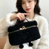 Cute Smiley Face Plush Makeup Bag Fashionable Crossbody Shoulder Bag Soft Material Zipper Closure Spring Casual Style
