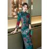 Old Shanghai Retro National Style Middle-aged and Young Women's Long Cheongsam 1011 Autumn New Slim and Thin Daily Cheongsam