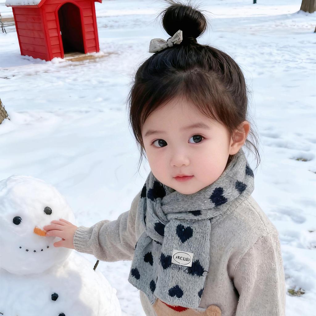 Korean Style Thick Wool Baby Scarf: Warm Knit Neck Warmer & Windproof Protector for Boys and Girls